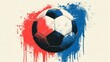 © Natalia - Soccer ball illustration with red and blue paint splashes on a light background, showcasing a dynamic and artistic representation of the sport