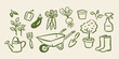 © Victoria - Garden tools and vegetables doodle icon set vector illustration