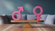 © Kamranazhar - Gender equality concept with male and female symbols balanced on scale representing fairness and social equality