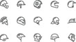 © Muhammad - Helmets Vector Line Icons set. Construction helmet, motorcycle helmet, hard hat. Editable stroke. perfect pixel icons, such can be scaled to 24, 48, 96 pixels. vector illustration
