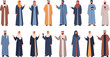 © sojibislam - Professional Arab Men and Women Vector Set Featuring Diverse Muslim Characters in Traditional Attire Isolated on White Background for Cultural Designs