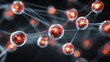 © Sabahat - Microscopic biological cells with glowing orange nuclei, interconnected neural network of human cells, scientific medical research background