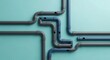 © Helena - Interconnected gray and blue plastic pipes arranged on a light blue background, showcasing various angles and junctions of plumbing components in a structured layout