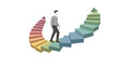© MA studio - Man Walking on Colorful Spiral Staircase Arrow for Personal Growth, Career Success, and Mental Development Concept