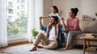 © Niks Ads - Happy Indian Family Enjoying Playful Moments in Their Living Room