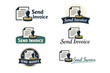 © 4zevar - Set of send invoice icons with stamp and document in various styles
