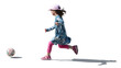 © Martin - Little girl running after a ball, isolated on white and transparent background