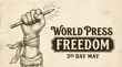 © Gambar - World Press Freedom Day - Fist Holding Pencil, Independence, Journalism Concept