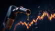 © Enrique - Fuel nozzle dripping oil with financial stock market chart background showing downward trend representing energy crisis and gas price fluctuations in global commodity trading markets