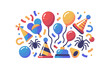 © Marc - Festive decorations and party elements with balloons, confetti and party hats.