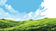 © DeLyOn - Wide Angle Green Grassy Hill Landscape Nature Scene Vector