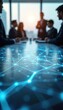 © Vadym - Business meeting in modern office focused on digital network connections. Team collaborates on strategy project planning using tech ideas in bright conference room.