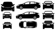 © Robert - Car Silhouettes: Front, Side, Rear, Top Views of Modern Sedan