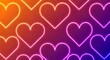 © WydsProject - A modern digital background featuring glowing neon heart outlines on a vibrant orange, pink, and purple gradient. Perfect for Valentine's Day, romantic themes, and trendy social media visuals.