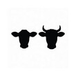 © Mohasana - Silhouettes of two cows heads against a plain white background