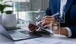 © Father_Studio - Businessman approving digital documents with certification checklist, ISO compliance, quality management, satisfaction verification, and document approval process concept.