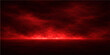 © alien - Dramatic storm clouds with fire and smoke under a red and black sky illuminated by lightning during a beautiful sunset landscape at dusk