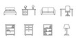 © Vita - Furniture Line Art - Bed, Desk, Sofa, Chair, Cabinet, Nightstand, Bookshelf, Lamp.