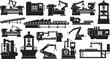 © TrueFormStudio - Industrial machinery and equipment icons in black and white vector graphics