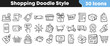© Vectoravec - Collection of hand drawn shopping icons featuring various retail symbols for e-commerce websites and mobile application graphic design user interfaces
