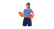 © Maja - Female basketball coach holding a clipboard and a ball while wearing a whistle and sportswear for athletic training and management.
