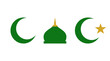 © MHM99 - Islamic symbols: Crescent moon, star, and mosque dome on white background