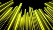© Oop - Glowing neon yellow columns rise sharply against a deep black background.