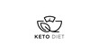 © motherpixel - Keto Diet Logo: Scale, Leaf, and Bowl - Healthy Lifestyle, Weight Loss
