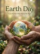 © Color Cultura - Hands cradle glowing earth globe nestled in green moss symbolizing environmental care and earth day