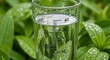 © Musfequr Zone - A close up view of a rain gauge sitting outside in the garden surrounded by lush green foliage illustration