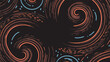 © Darwin - Abstract background featuring dynamic swirl patterns and dashed lines in shades of orange and blue on a dark charcoal backdrop.