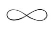 © Bijoy - Minimalist black line vector icon of an infinity loop on a white background, representing an elegant hand-drawn symbol of eternity, endlessness, and continuity for modern graphic design projects.