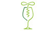 © Mahboob - Minimalist vector illustration of a wine glass integrated with a corkscrew, featuring a modern line art style and a teal to green gradient, ideal for winery logos, sommelier branding, and bar menus.