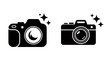 © Dieke - Two Camera Icons with Sparkles: A Minimalist Graphic Illustration for Photography Theme.