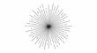 © Gusti - Hand-drawn black sunburst design with radiating linear strokes and dashed lines emanating from a central point, isolated on a white background for graphic design and vintage logos.
