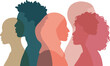 © PINKI - Multicultural diverse community profile silhouettes of people from different backgrounds and cultures, celebrating unity, inclusion, equality and social togetherness