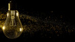© Alpaca - A glowing lightbulb suspended in darkness, surrounded by golden particles for an abstract effect.
