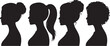 © FATEMA BEGUM - a sign of several female silhouettes in profile. vector on isolated background. turn. number. diversity young women for poster or text. elegant background as well.