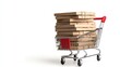 © Teruss - Shopping cart filled with stacked cardboard boxes, isolated on a white background