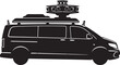 © Abu - Black van with roof rack and luggage carrier, vehicle silhouette, transport icon, travel symbol