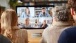 © Generative AI - Diverse group of people participating in a remote video conference call from a home office setting