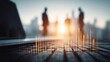 © Generative AI - Blurry Silhouettes of Business People in Meeting with Abstract Digital Financial Graph Over Keyboard