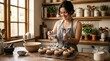 © Dmitry - Young woman decorating vegan cupcakes in a cozy kitchen setting