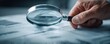 © Generative AI - Close-up of a person's hand holding a magnifying glass over financial documents and charts