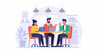© lah - Three individuals in casual attire collaborate around a table with laptops