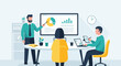 © lah - Business meeting presentation with charts and analytics on screen