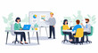 © Nora - Diverse team collaborating on projects in a modern office setting with plants