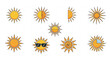 © Asad - A set of colorful sun icons in various styles and designs on a white background