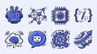 © Arqam - A collection of blue and white robotic icons and symbols for technology and artificial intelligence