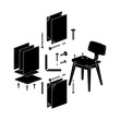 © dikifajarfadilah - furniture assembly exploded view illustrating diy chair components and modular shelving perfect for instruction manuals.